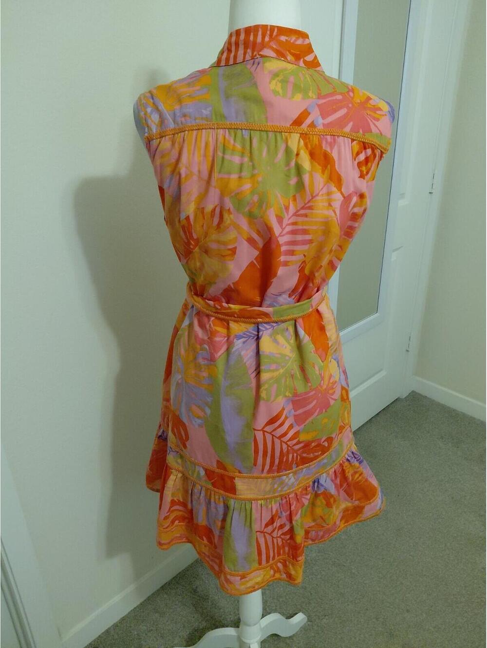 J. Marie Colorful Floral Alara Belted Sleeveless Dress Womens Size L EUC - Picture 8 of 9